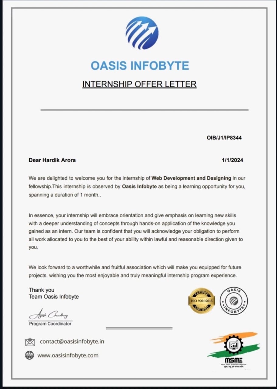 Web Development Internship Offer