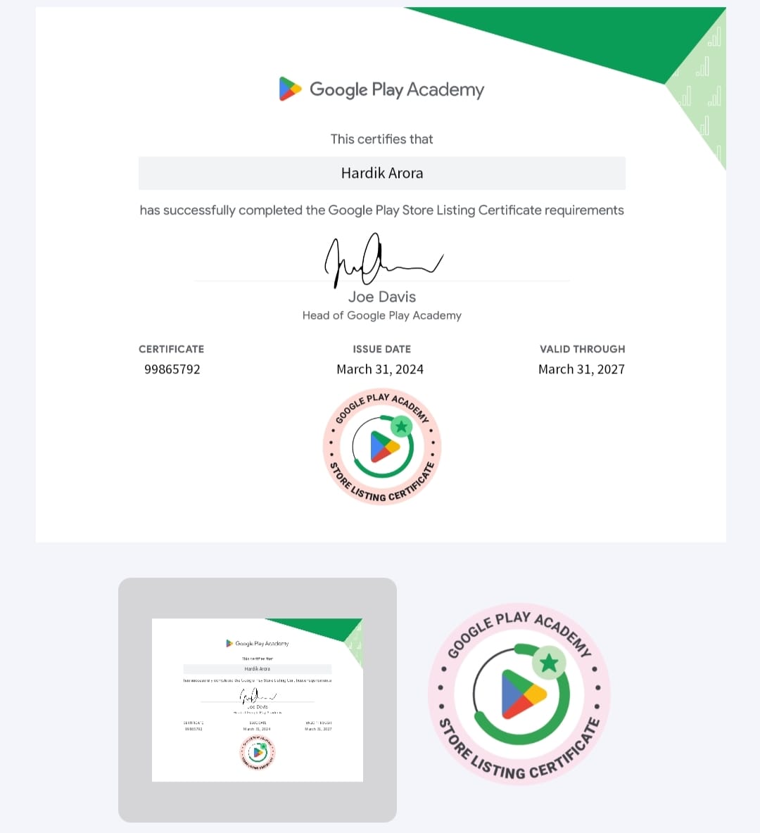 Google Play Academy - Store Listing Certificate