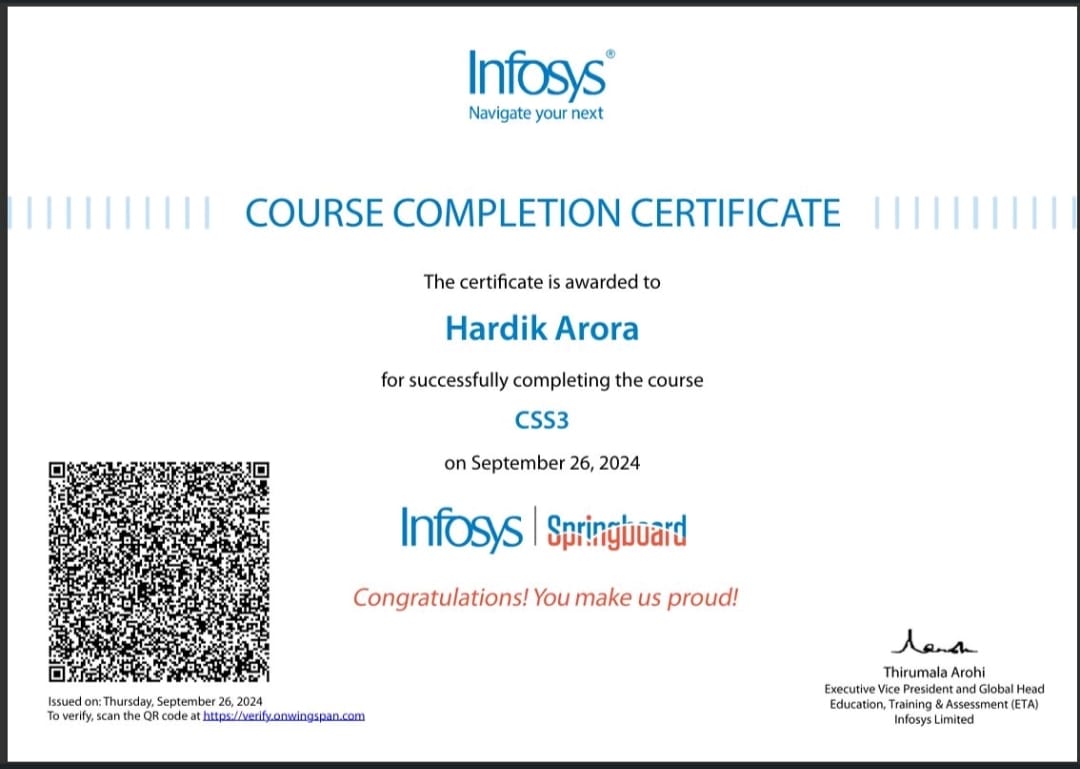 CSS3 Certification - Infosys Springboard