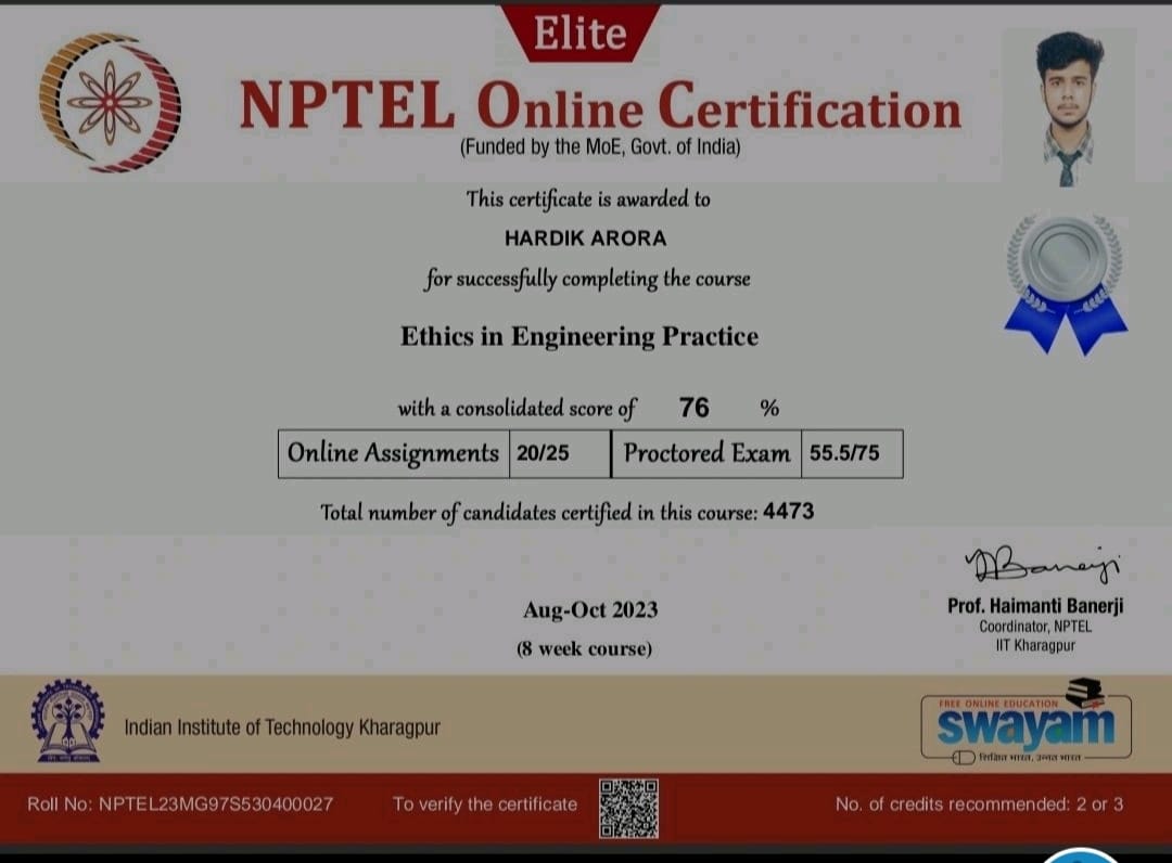 NPTEL - Ethics in Engineering Certification
